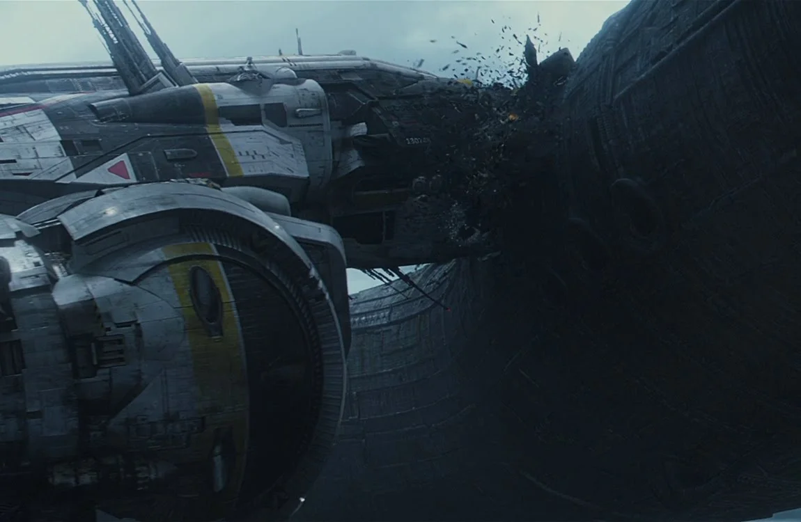 The USCSS Prometheus crashing into the Juggernaut