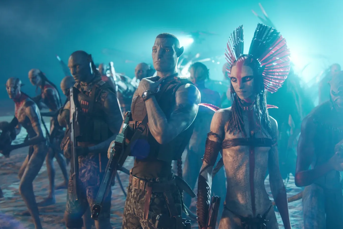 Ash People warriors armed for battle with fire weapons in Avatar: Fire and Ash