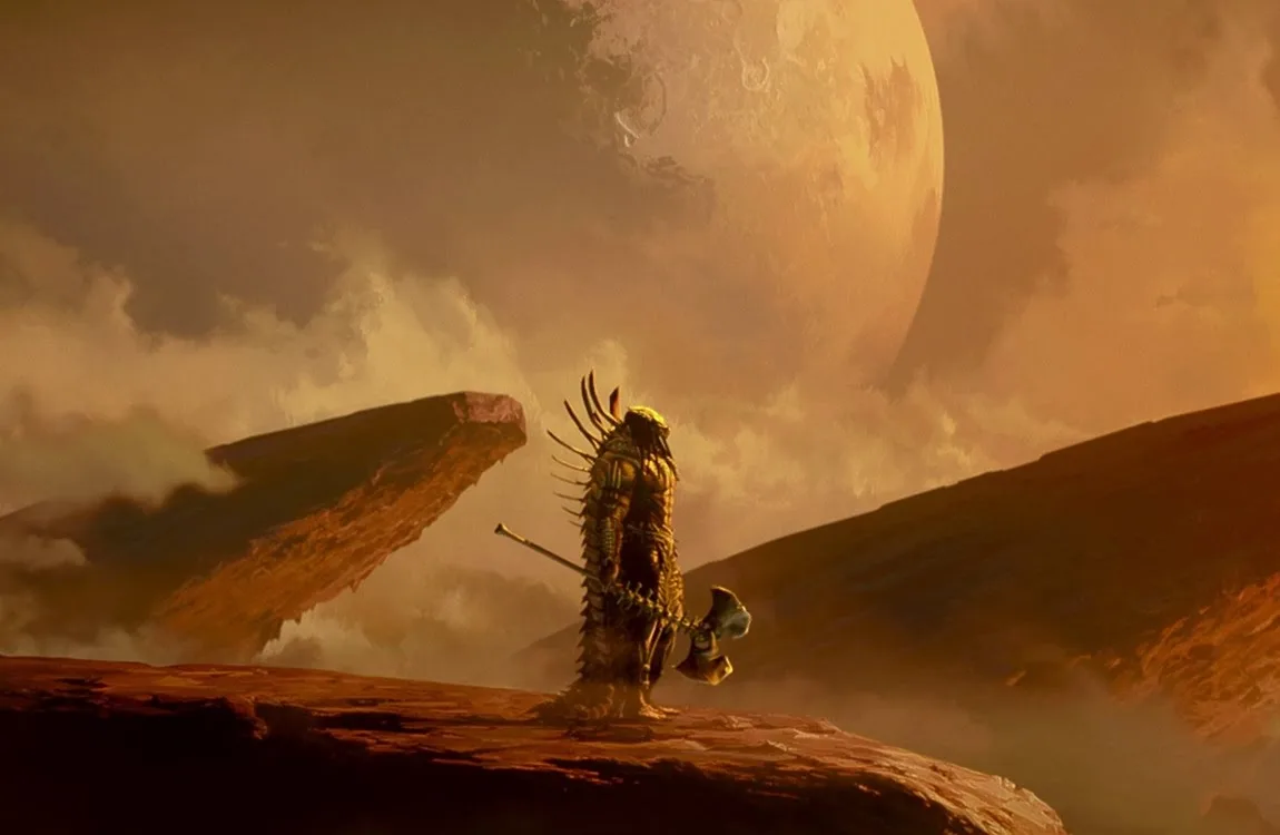 The Warlord Predator standing in his desert arena