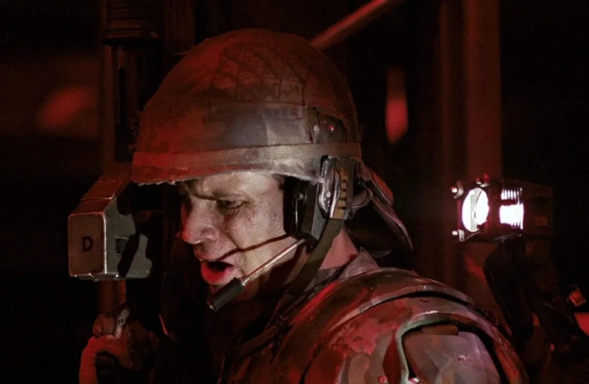 Hudson's M10 helmet with a handwritten calendar and GAME OVER marked on the cover in Aliens