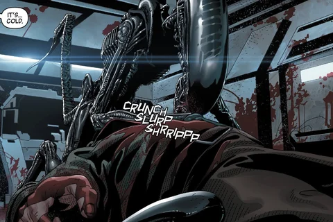 Xenomorph feasting on a prisoner from Alien 3