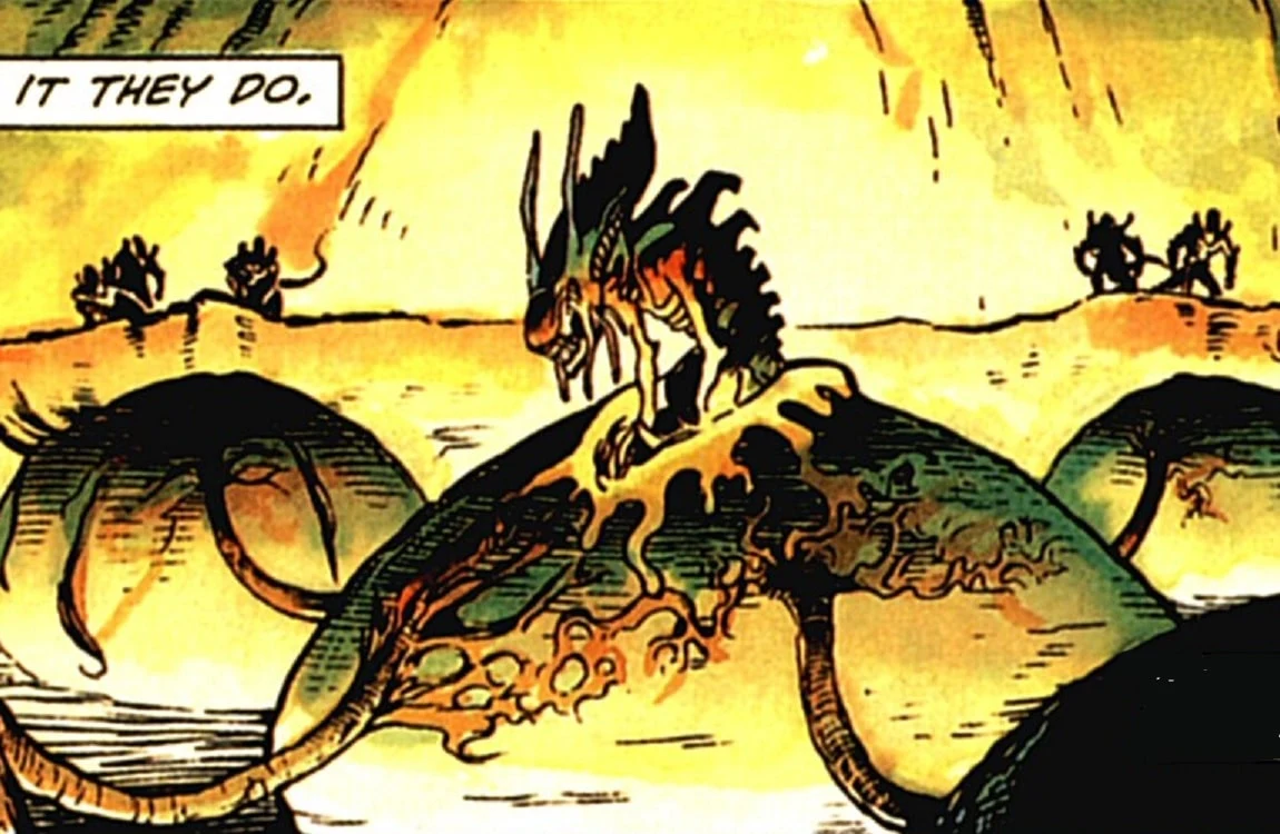 A Queen Mother hatches from a sphere-shaped egg in Aliens: Genocide