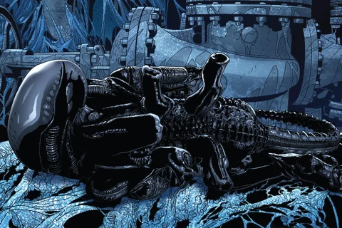A hibernating Xenomorph in a panel from Alien: Annual by Marvel