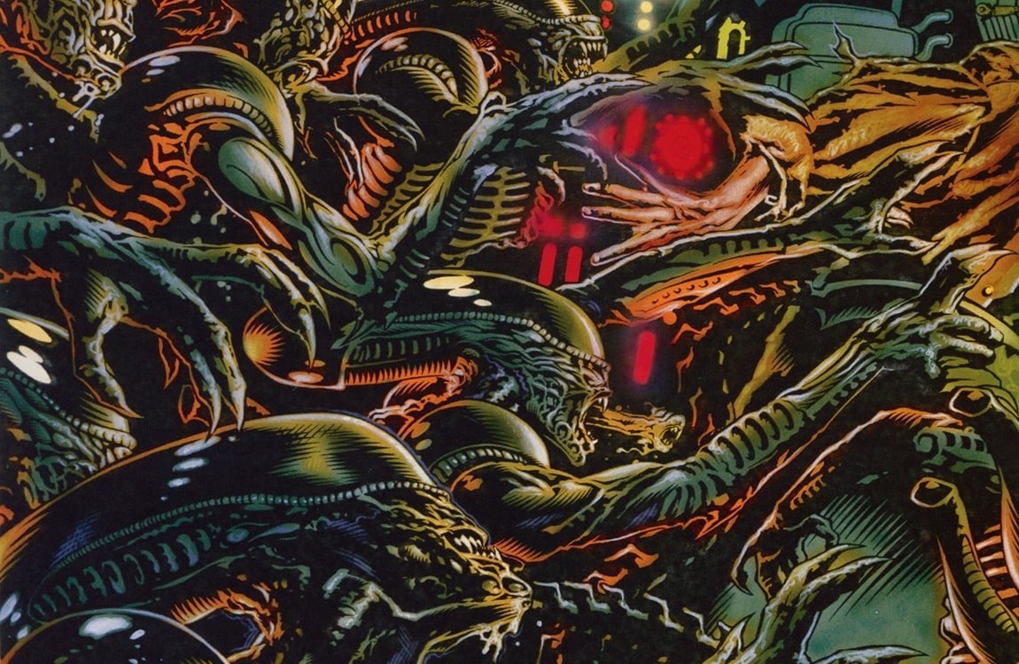 A big swarm of Xenomorphs from Aliens: Survival