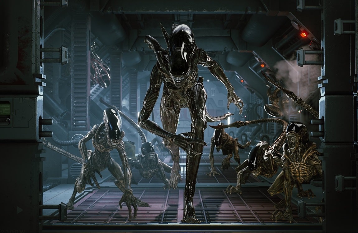 A group of Xenomorphs about to attack
