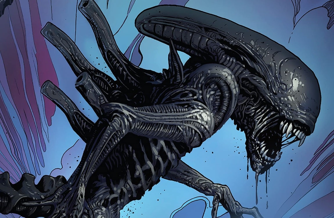 A Xenomorph lacking an inner jaw on the cover of Alien - The Original Years