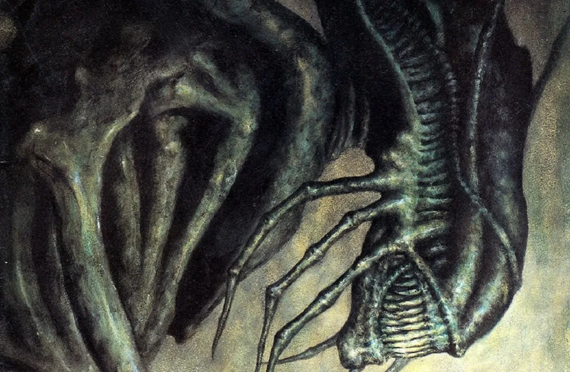 The gigantic Xenomorph Queen Mother inside her hive