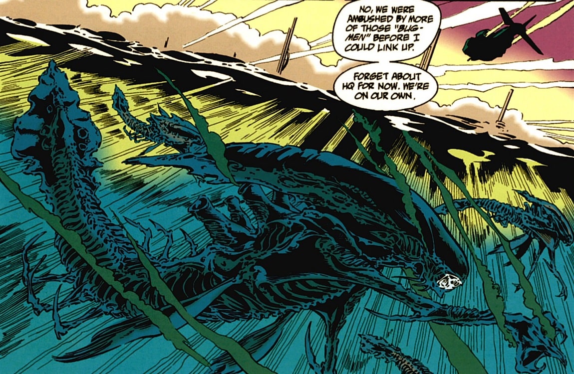 The Aquatic Xenomorph types from the Aliens: Aliens Colonial Marines comic