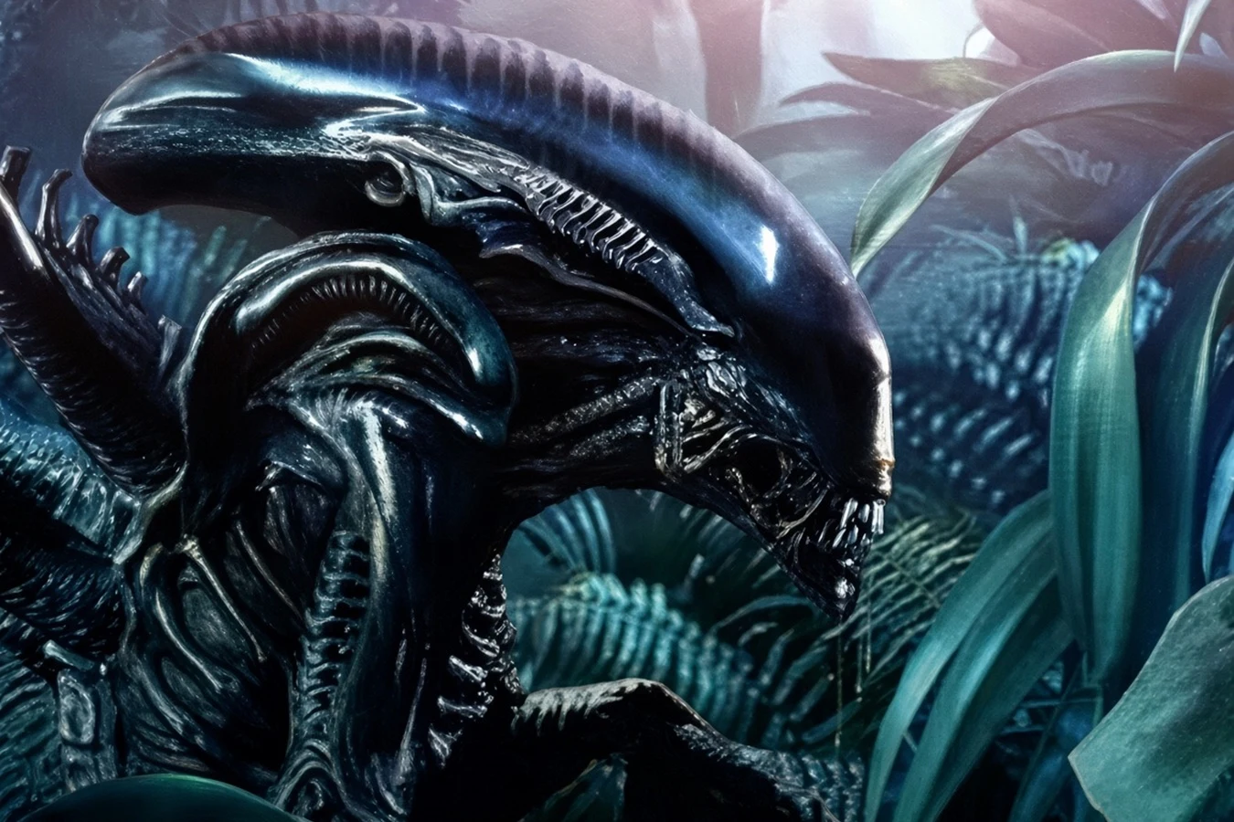 Adult Xenomorph in the Domes jungle on the Aliens: Original Sin cover