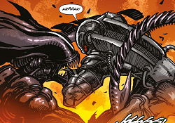 An Engineer fights a Xenomorph Queen