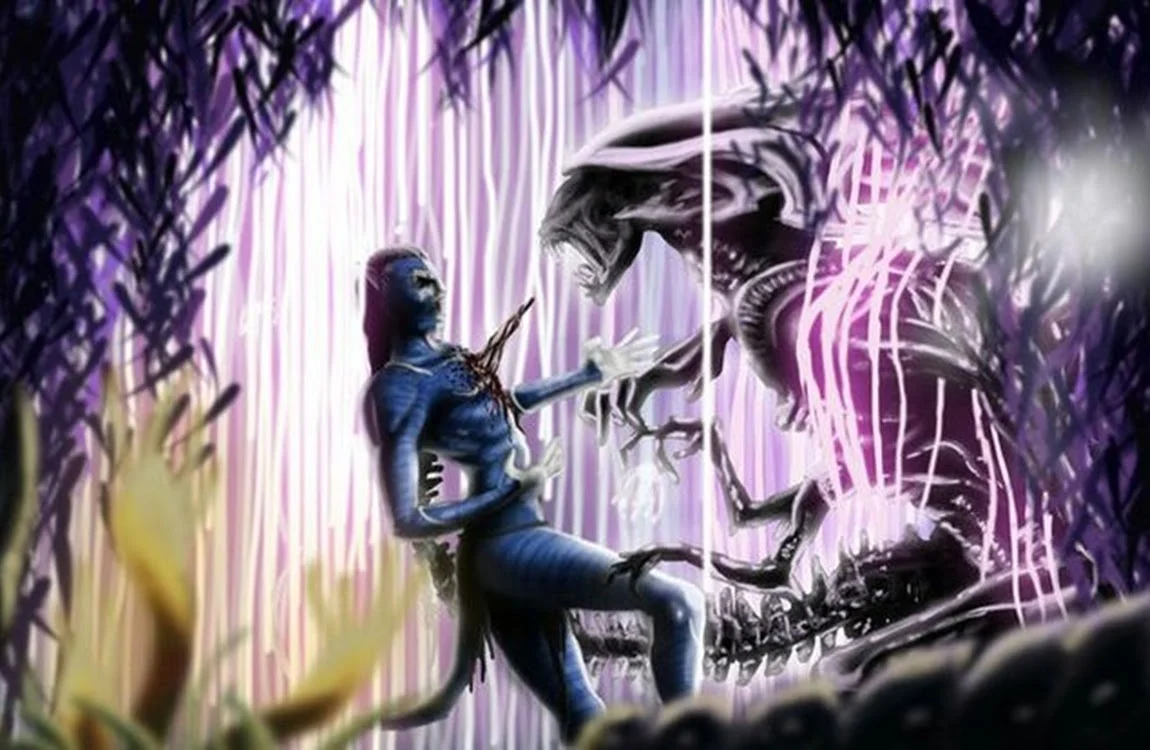 A Female Na'vi fights an Alien