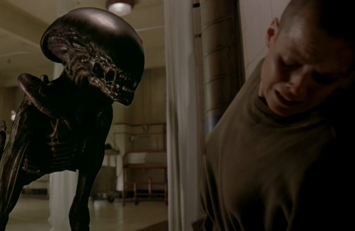 Ellen Ripley with the Runner Xenomorph in Alien 3