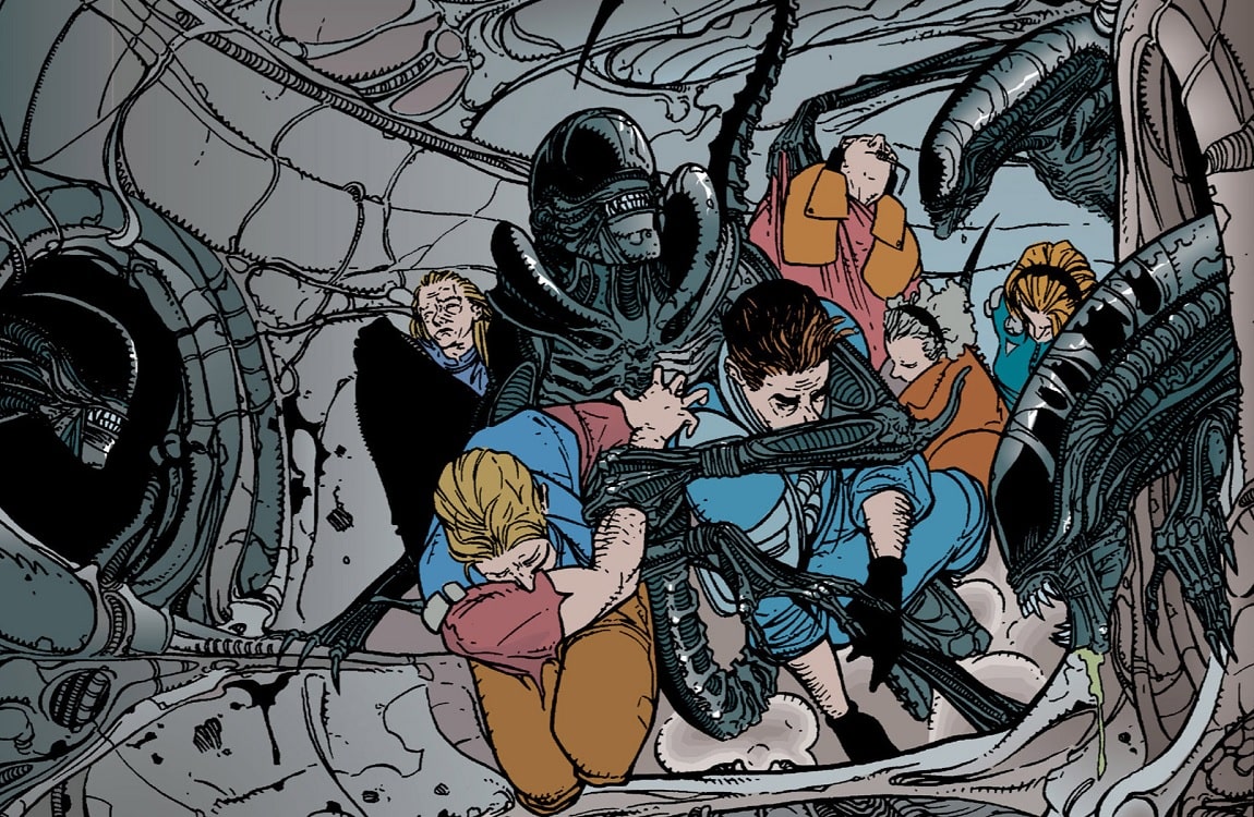 Xenomorphs carrying victims to the hive in Aliens: Labyrinth