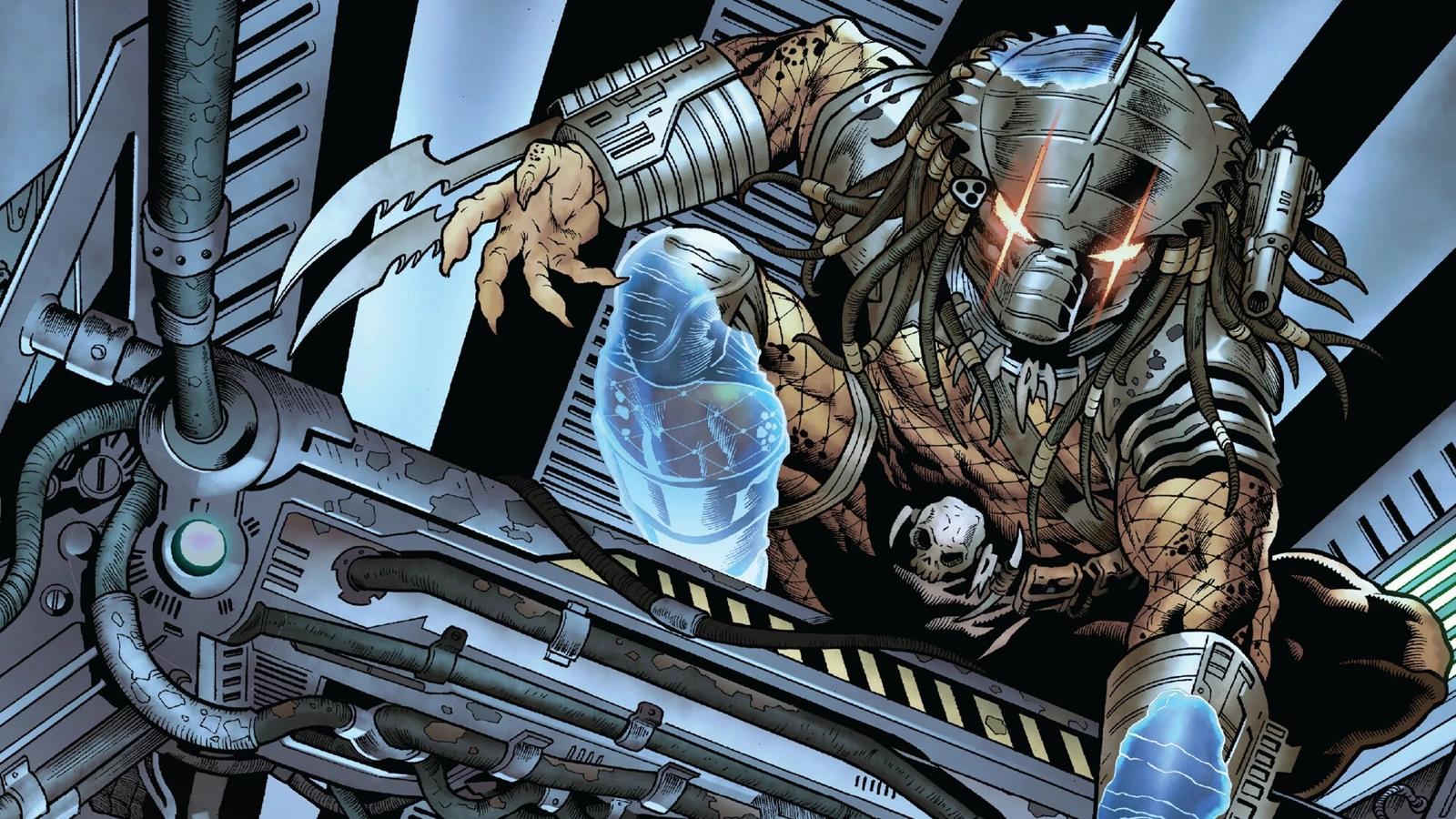 A half-cloaked Yautja hunter in Predator: The Preserve comic
