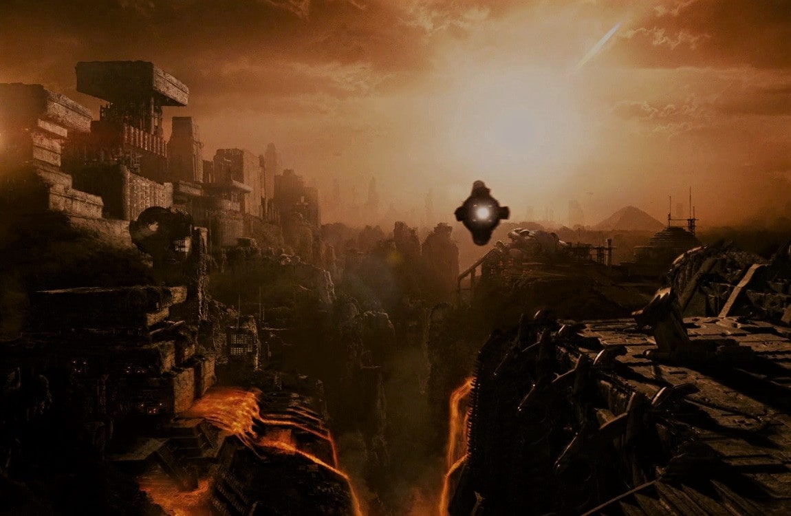 The Stone buildings on Yautja Prime as seen in Aliens vs. Predator: Requiem