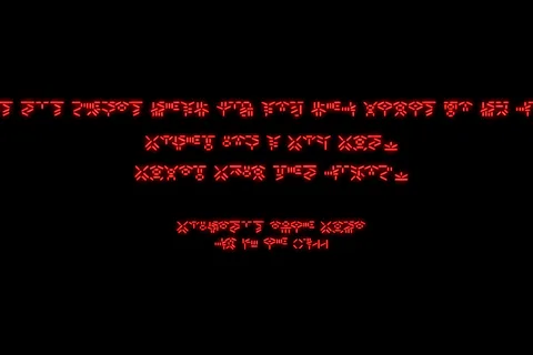 Yautja Codex 0522/74 in Yautja script from Predator: Killer of Killers