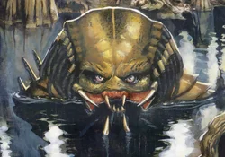 A Yautja in the swamp water in Predator: Strange Roux