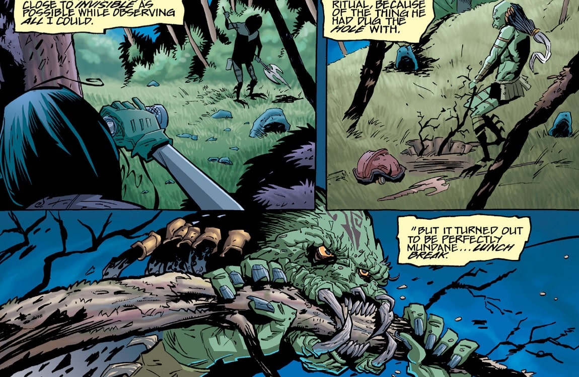 The Ancient Predator chews on roots in Predator: Homeworld