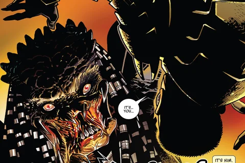 Theta in fear in the first Predator series by Marvel