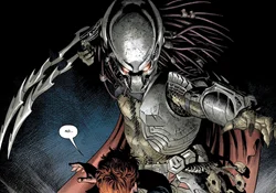 A Yautja about to strike a human opponent