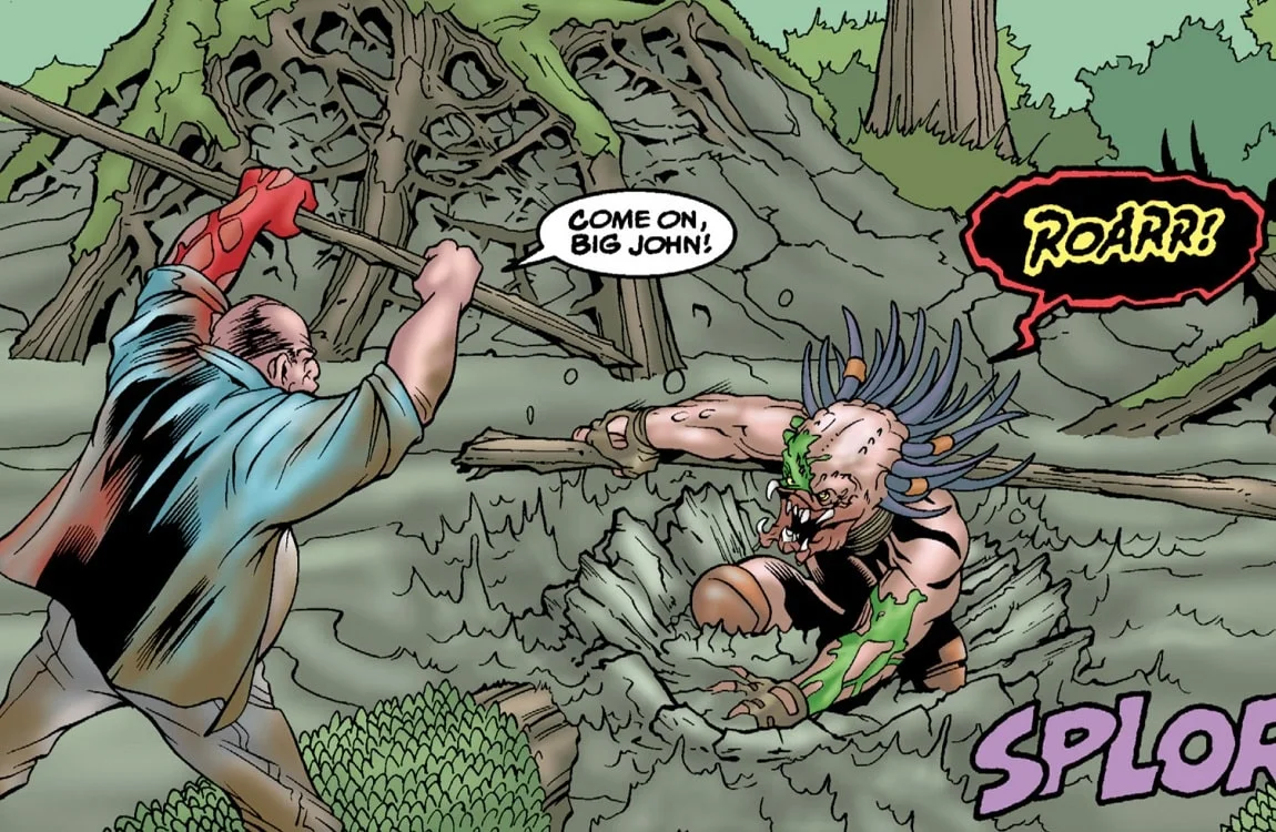Predator drowning in the swamp in Predator: Strange Roux