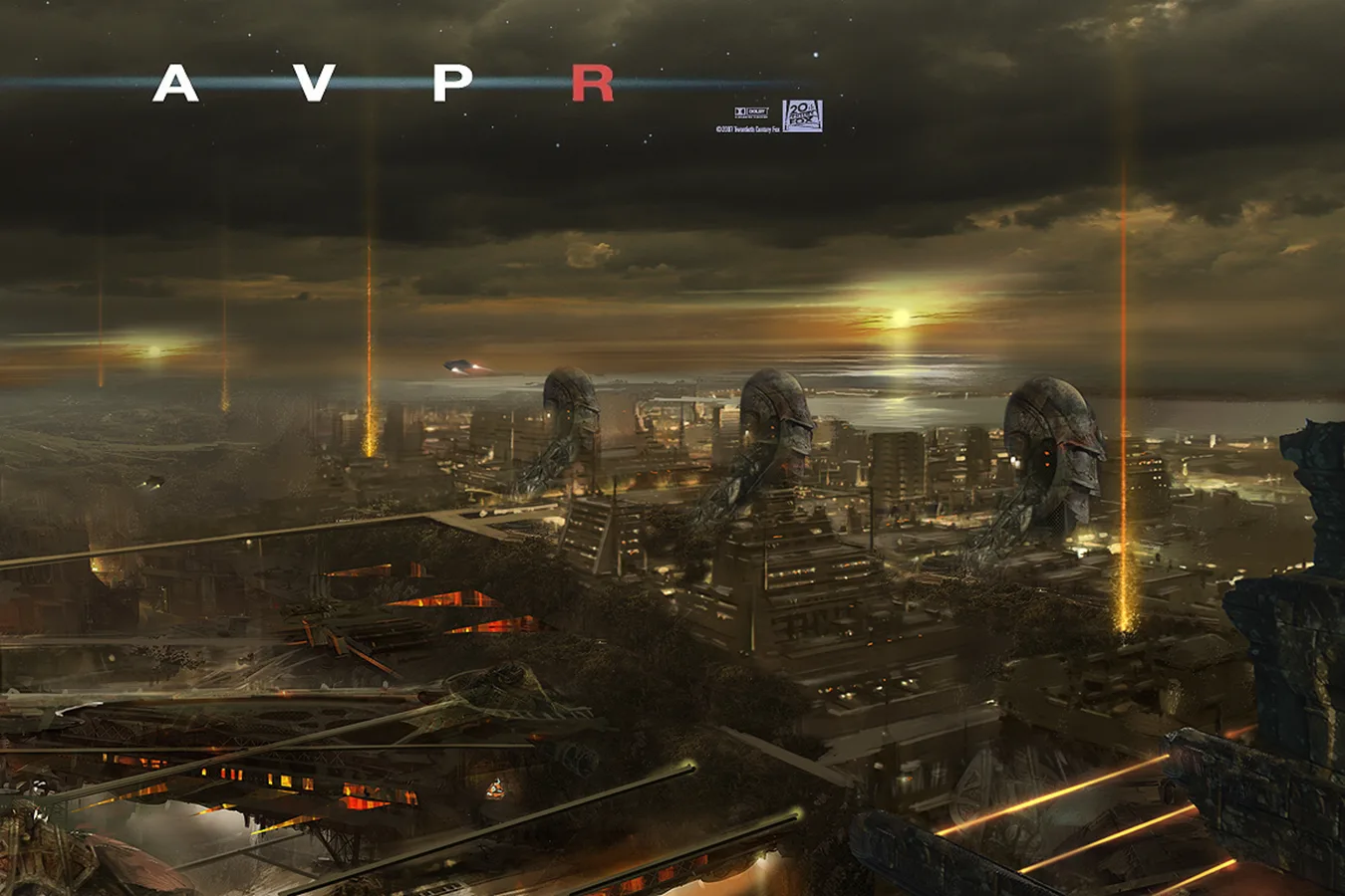 Aliens vs. Predator: Requiem concept art of the Predator homeworld city under two suns
