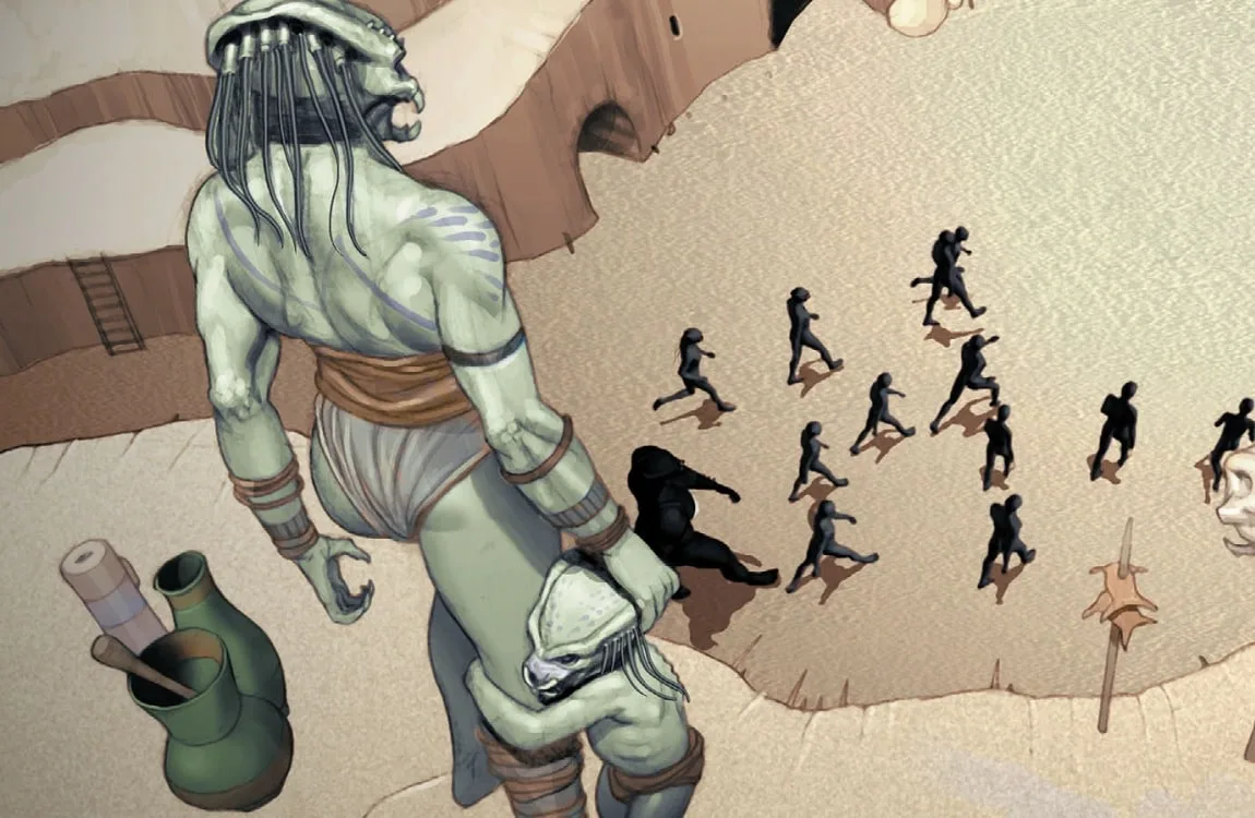 A Yautja child together with a Predator mother