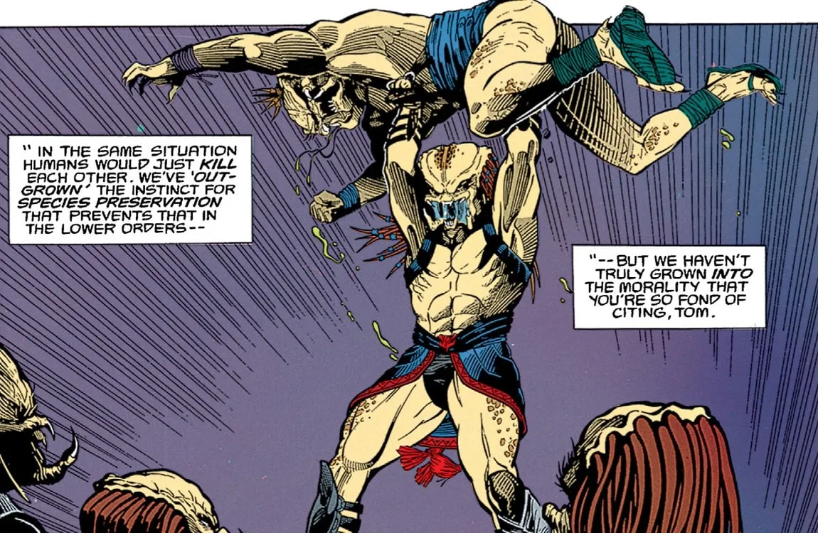 An almost naked Predator showing reproductive anatomy and armor placement