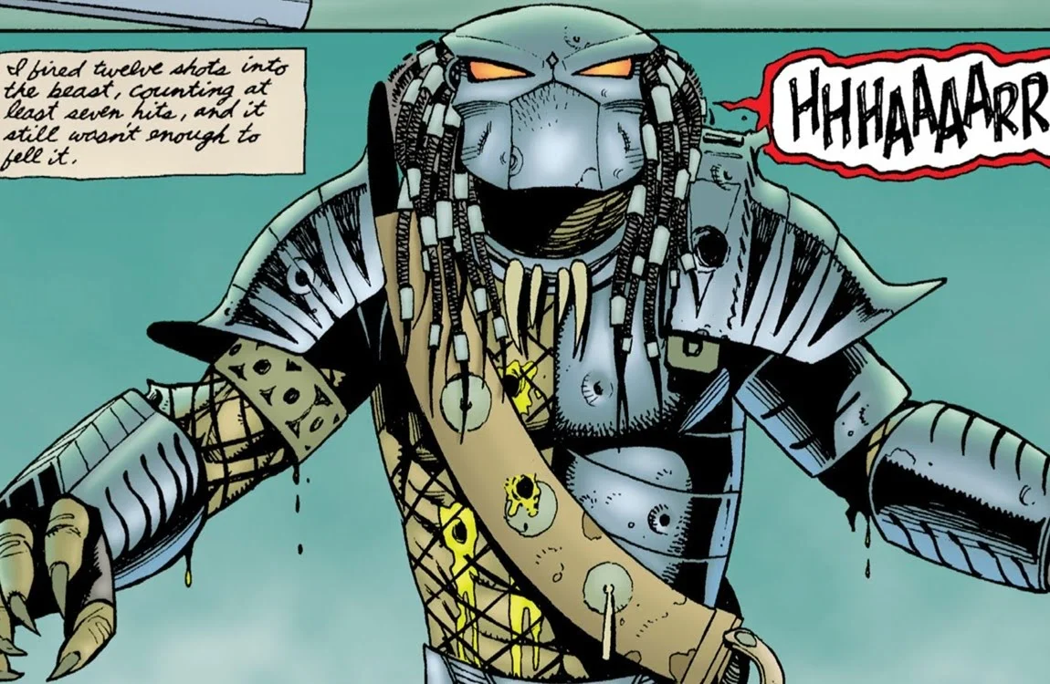 A Yautja with bullet holes in Predator: Nemesis