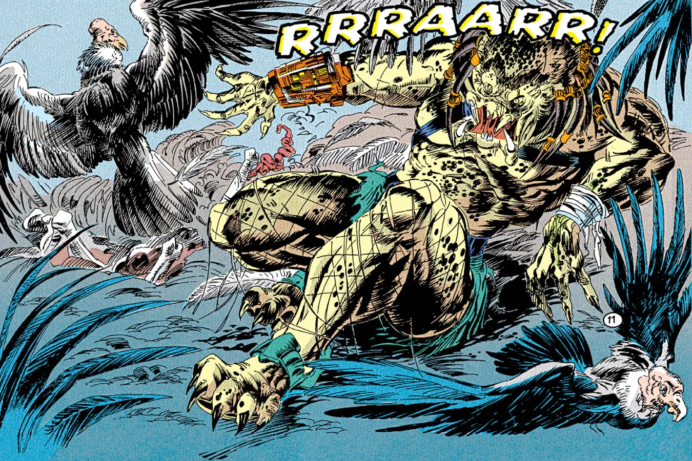 The Predator wakes up in his nest from Predator: Big Game