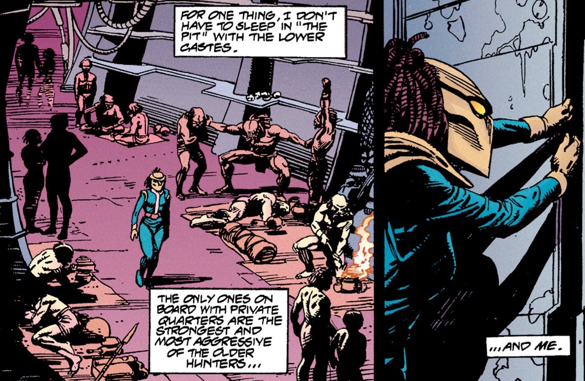Predators rest in a communal area in AvP: War
