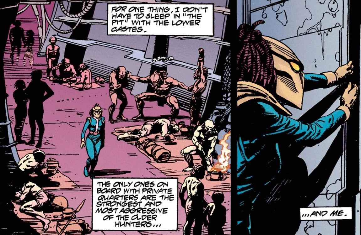 Predators rest in a communal area in AvP: War