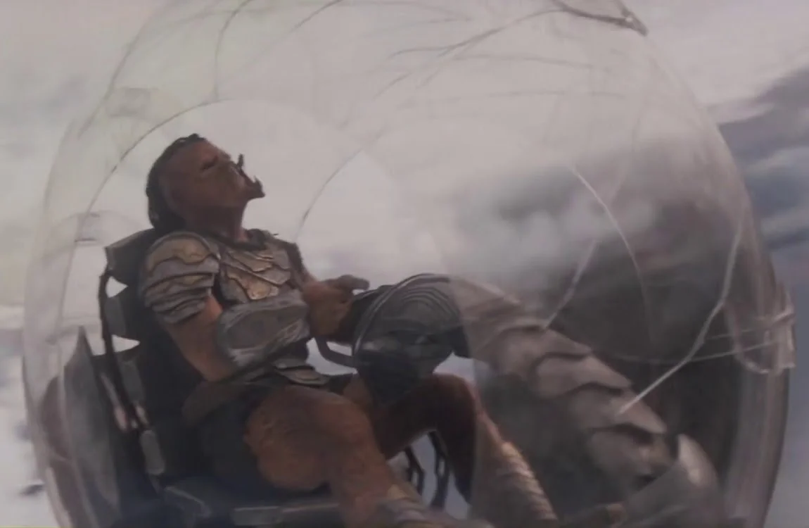 Dek Predator inside an emergency escape pod in Predator: Badlands