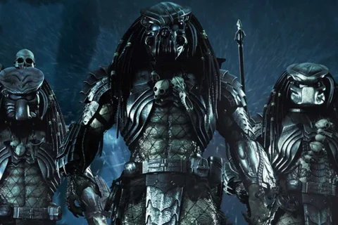 Chopper, Celtic, and Scar Predator standing together from Alien vs. Predator 2004